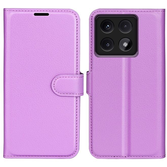 Xiaomi 14T Pro Handy Hülle - Litchi Leder Bookcover Series - purpur