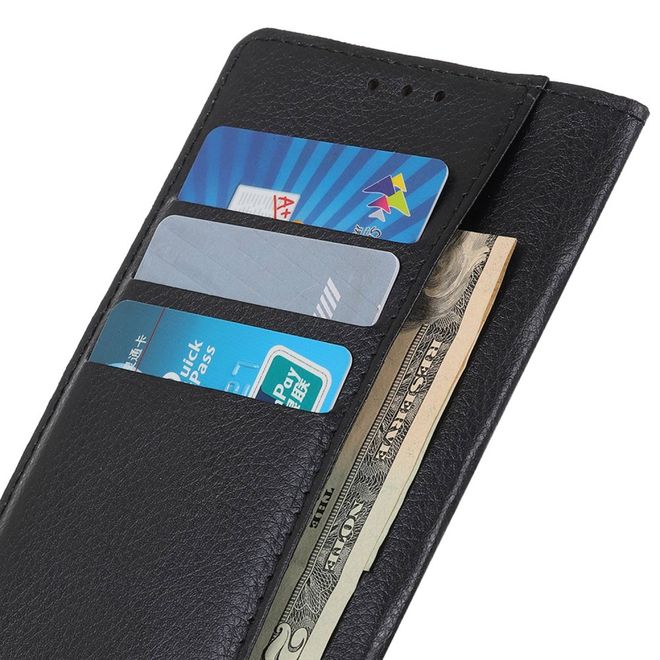 Xiaomi Redmi 14C 4G Handy Hülle - Litchi Leder Bookcover Series - schwarz