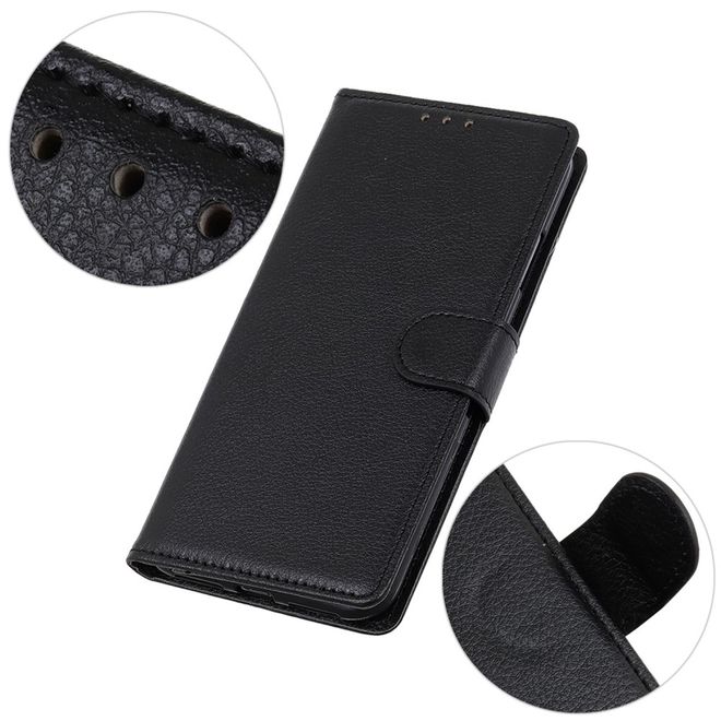 Xiaomi Redmi 14C 4G Handy Hülle - Litchi Leder Bookcover Series - schwarz