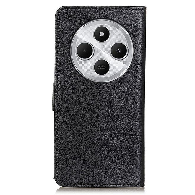 Xiaomi Redmi 14C 4G Handy Hülle - Litchi Leder Bookcover Series - schwarz
