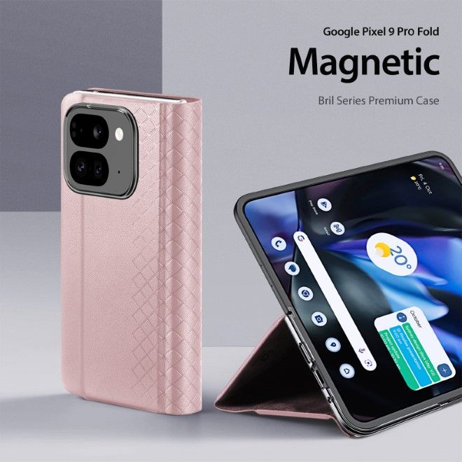 Dux Ducis - Google Pixel 9 Pro Fold Hülle - Leder Case - Bril Series - rosa