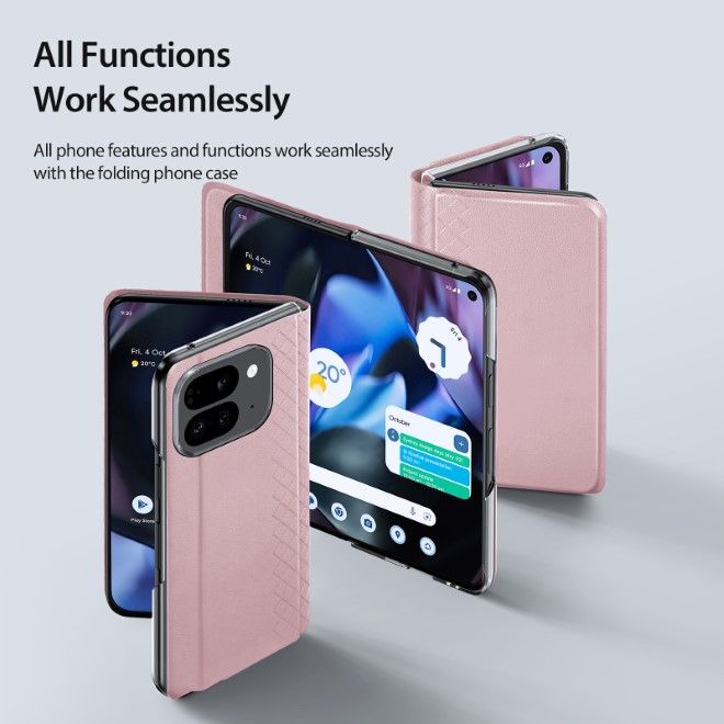 Dux Ducis - Google Pixel 9 Pro Fold Hülle - Leder Case - Bril Series - rosa
