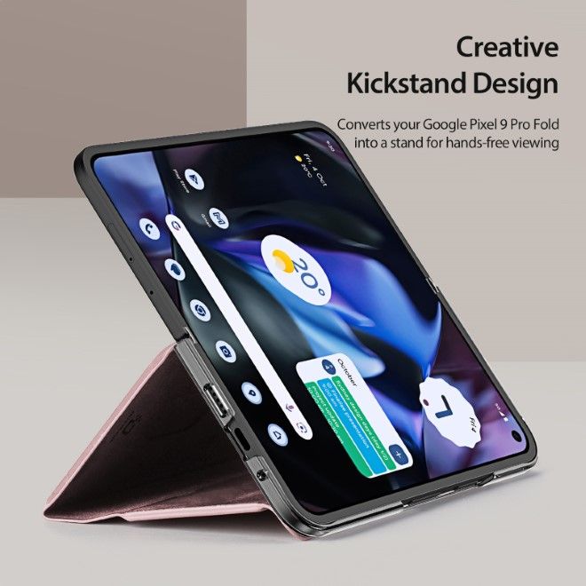 Dux Ducis - Google Pixel 9 Pro Fold Hülle - Leder Case - Bril Series - rosa