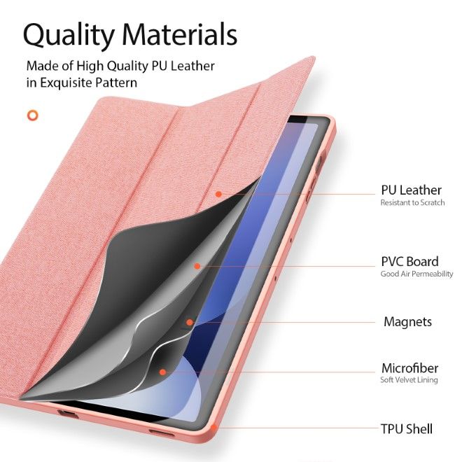 Dux Ducis - Samsung Galaxy Tab S10+ / S9+ / S9 FE+ Hülle - Leder Smart Flip Case - Domo Series - pink