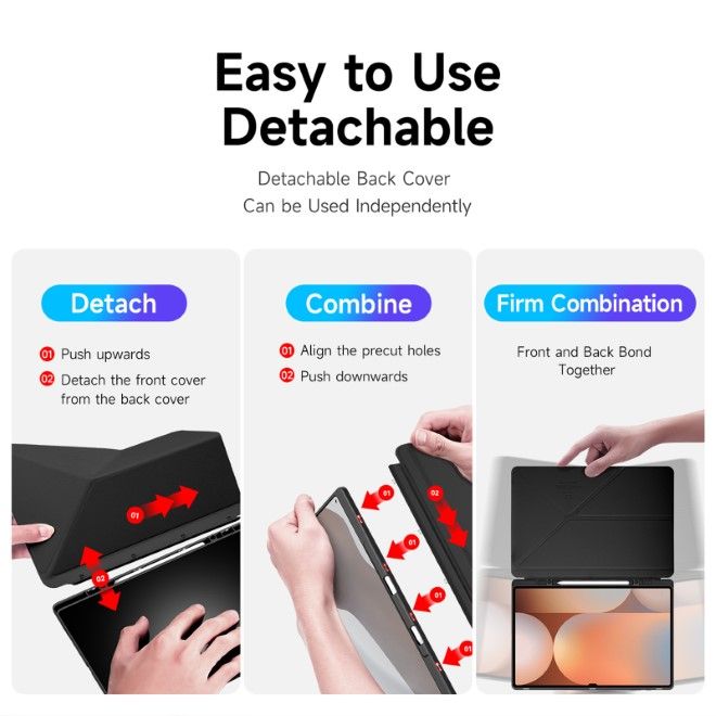 Dux Ducis - Samsung Galaxy Tab S10 Ultra / S9 Ultra / S8 Ultra Hülle - Leder Bookcover - Magi Series - schwarz