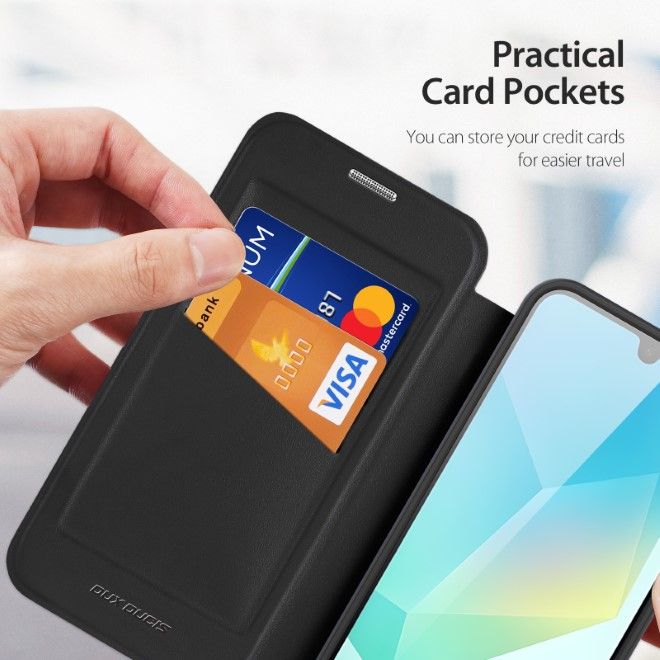 Dux Ducis - Samsung Galaxy A16 5G / 4G Hülle - Leder Bookcover mit Standfunktion - Skin X Pro Series - schwarz