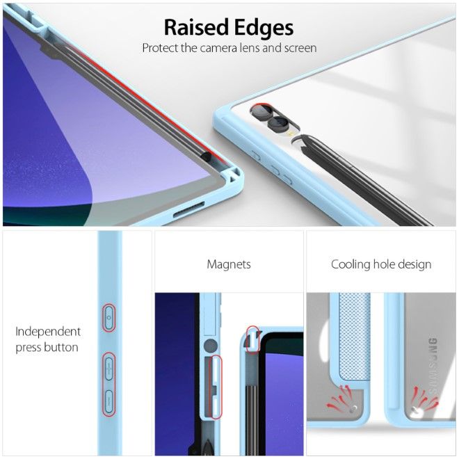 Dux Ducis - Samsung Galaxy Tab S10 Ultra / S9 Ultra / S8 Ultra Hülle - Leder Bookcover - Toby Series - blau