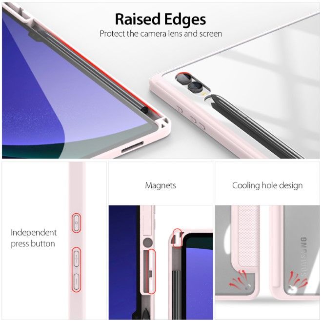 Dux Ducis - Samsung Galaxy Tab S10 Ultra / S9 Ultra / S8 Ultra Hülle - Leder Bookcover - Toby Series - pink