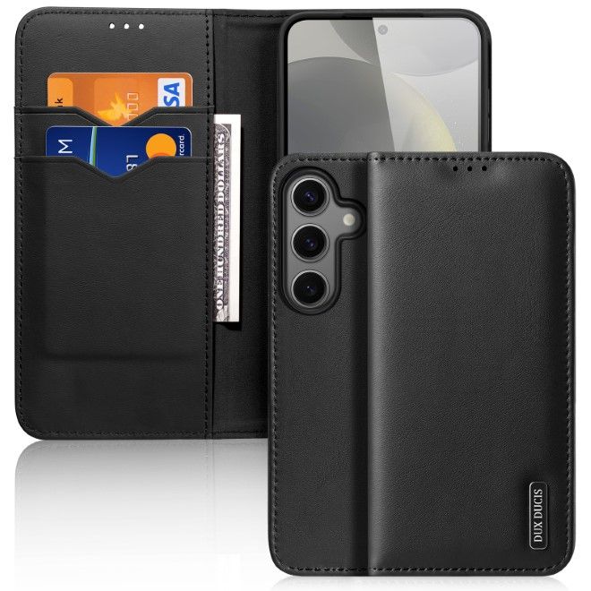 Dux Ducis - Samsung Galaxy S25 Hülle - Handy Leder Case - Hivo Series - schwarz