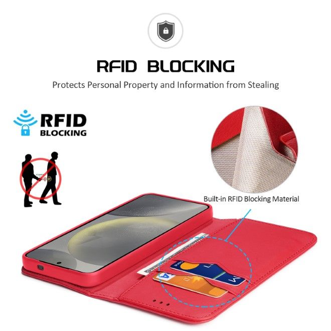 Dux Ducis - Samsung Galaxy S25+ Hülle - Handy Leder Case - Hivo Series - rot