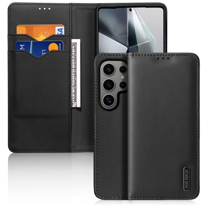 Dux Ducis - Samsung Galaxy S25 Ultra Hülle - Handy Leder Case - Hivo Series - schwarz