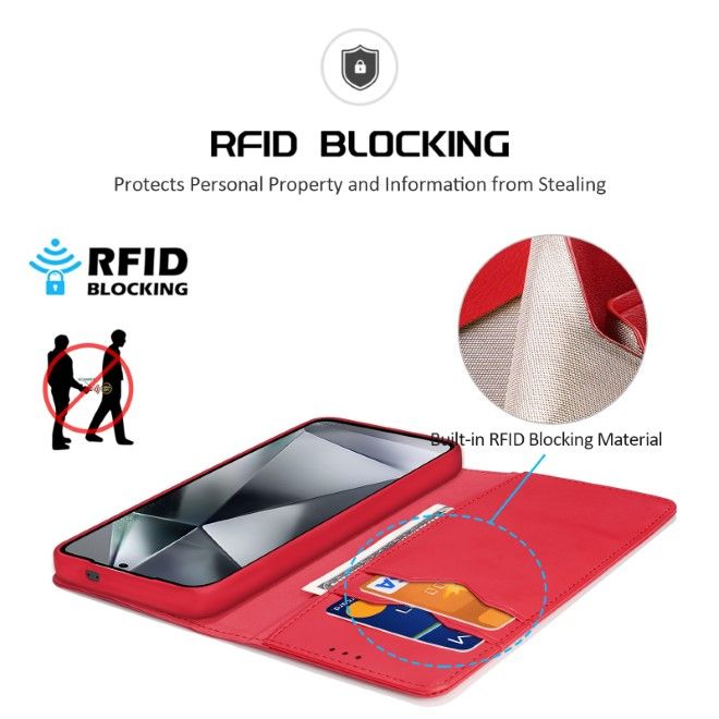 Dux Ducis - Samsung Galaxy S25 Ultra Hülle - Handy Leder Case - Hivo Series - rot