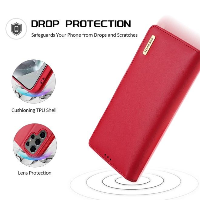 Dux Ducis - Samsung Galaxy S25 Ultra Hülle - Handy Leder Case - Hivo Series - rot