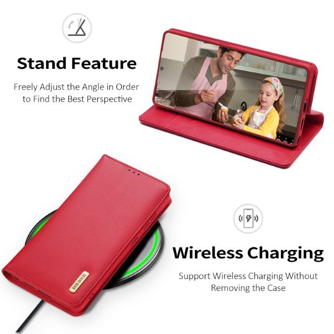 Dux Ducis - Samsung Galaxy S25 Ultra Hülle - Handy Leder Case - Hivo Series - rot