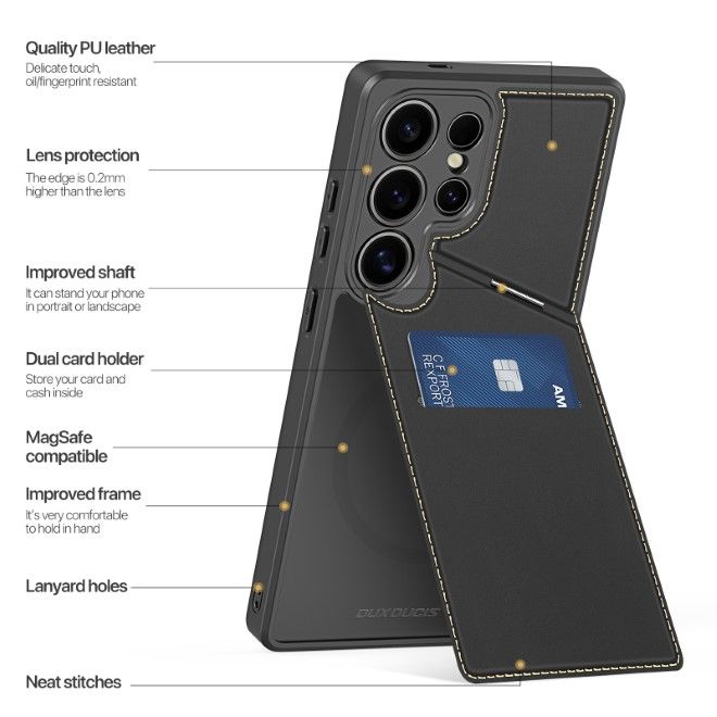 Dux Ducis - Samsung Galaxy S25 Ultra Hülle - PC und TPU Hardcase - Rafi II Mag Series - schwarz