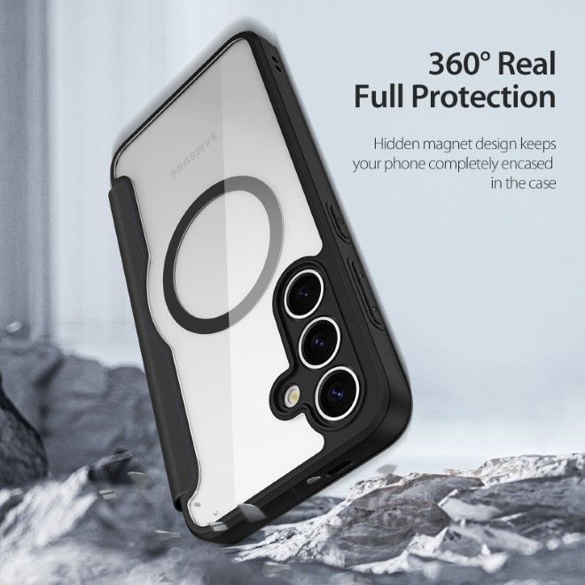 Dux Ducis - Samsung Galaxy S25 Hülle - Leder Bookcover - Skin X Pro Series - schwarz