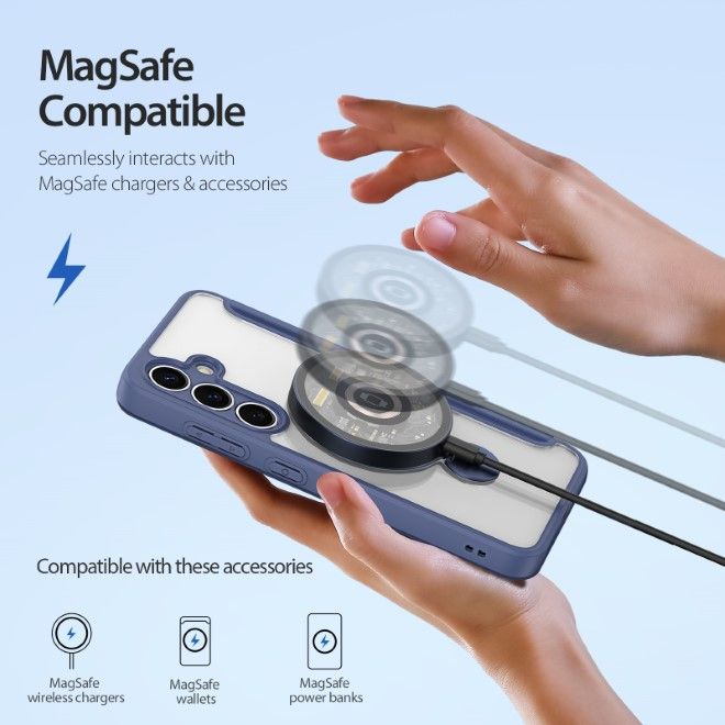 Dux Ducis - Samsung Galaxy S25+ Hülle - Leder Bookcover mit Standfunktion - Skin X Pro Series - blau