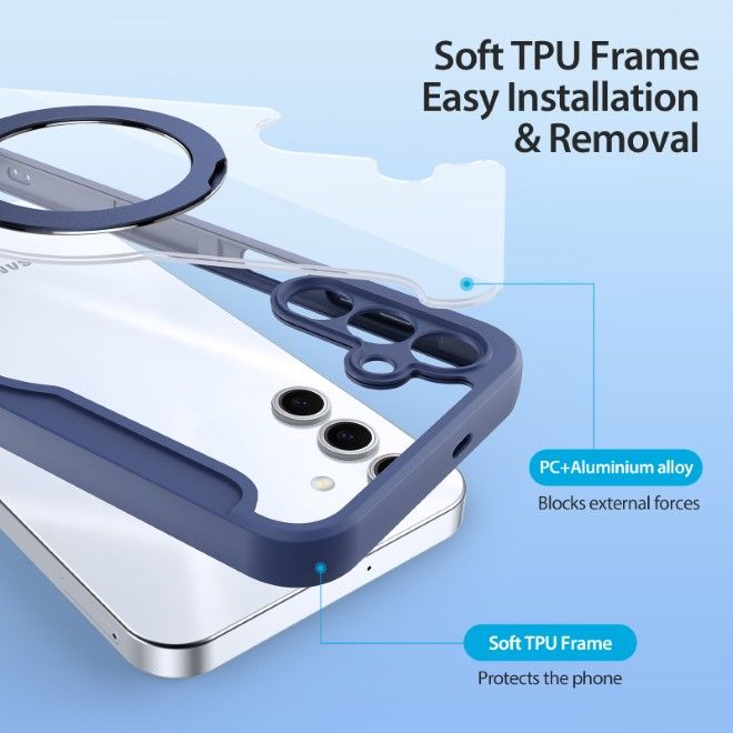 Dux Ducis - Samsung Galaxy S25+ Hülle - Leder Bookcover mit Standfunktion - Skin X Pro Series - blau