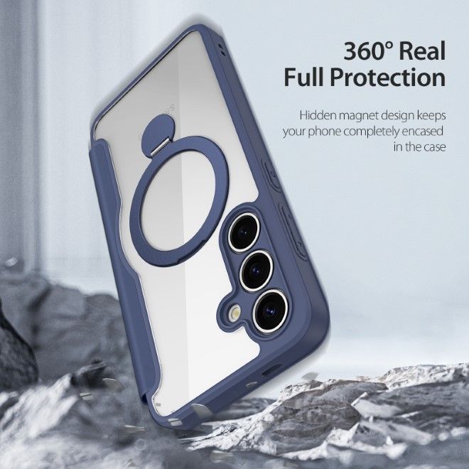 Dux Ducis - Samsung Galaxy S25+ Hülle - Leder Bookcover mit Standfunktion - Skin X Pro Series - blau