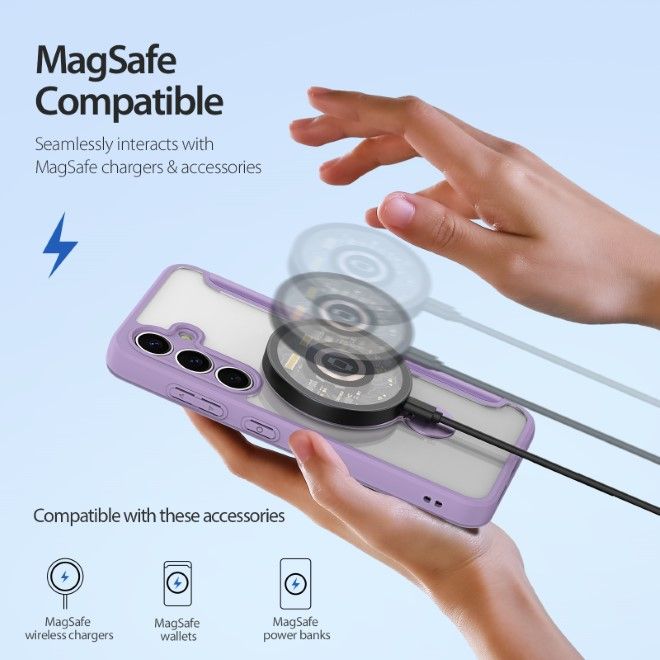 Dux Ducis - Samsung Galaxy S25+ Hülle - Leder Bookcover mit Standfunktion - Skin X Pro Series - purpur