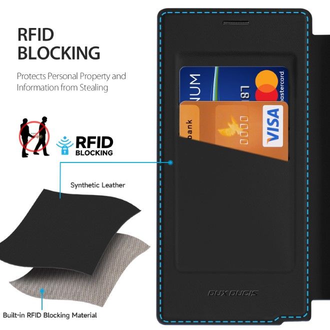 Dux Ducis - Samsung Galaxy S25 Ultra Hülle - Leder Bookcover - Skin X Pro Series - schwarz