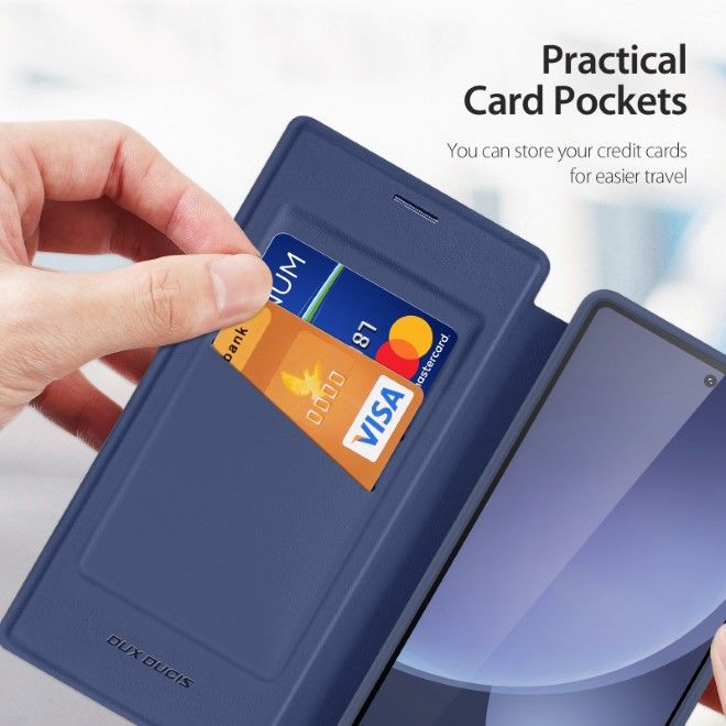 Dux Ducis - Samsung Galaxy S25 Ultra Hülle - Leder Bookcover - Skin X Pro Series - blau