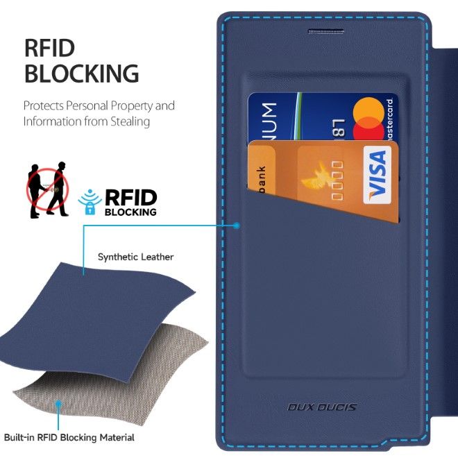 Dux Ducis - Samsung Galaxy S25 Ultra Hülle - Leder Bookcover - Skin X Pro Series - blau