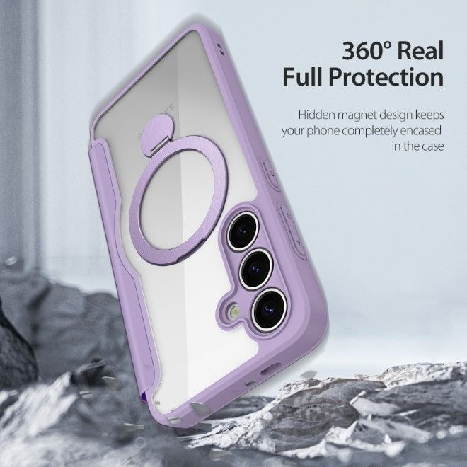 Dux Ducis - Samsung Galaxy S25 Hülle - Leder Bookcover mit Standfunktion - Skin X Pro Series - purpur