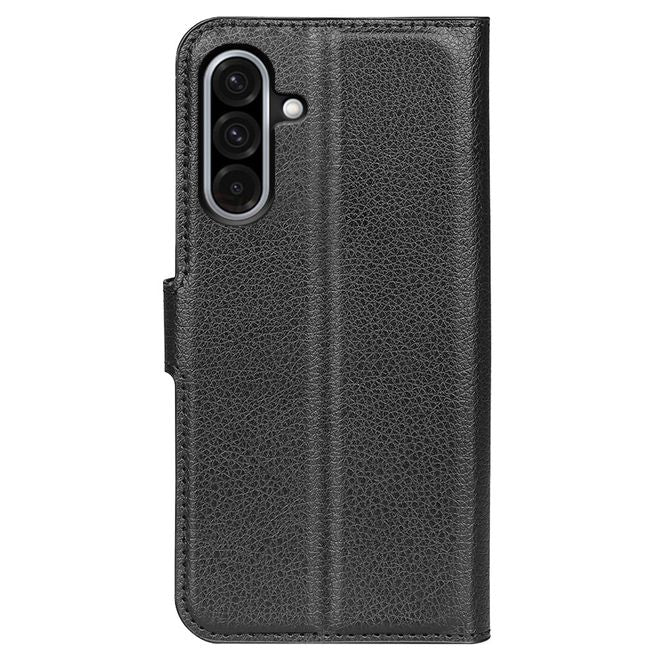 Samsung Galaxy A36 5G Handy Hülle - Litchi Leder Bookcover Series - schwarz