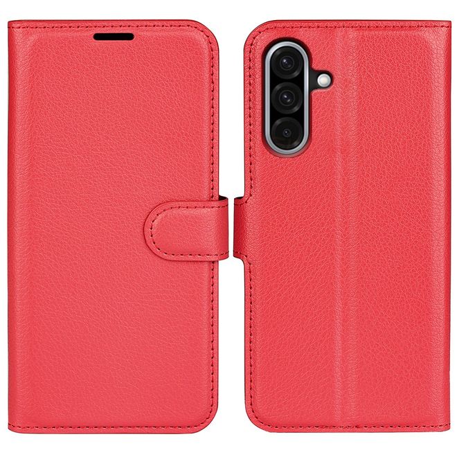 Samsung Galaxy A36 5G Handy Hülle - Litchi Leder Bookcover Series - rot