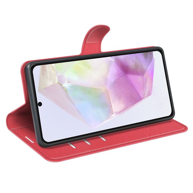 Samsung Galaxy A36 5G Handy Hülle - Litchi Leder Bookcover Series - rot