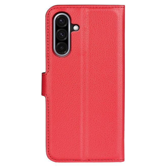 Samsung Galaxy A36 5G Handy Hülle - Litchi Leder Bookcover Series - rot