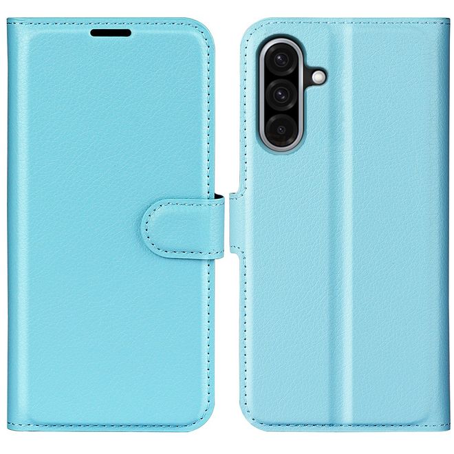 Samsung Galaxy A36 5G Handy Hülle - Litchi Leder Bookcover Series - blau