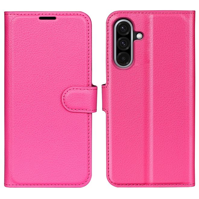 Samsung Galaxy A36 5G Handy Hülle - Litchi Leder Bookcover Series - rosa