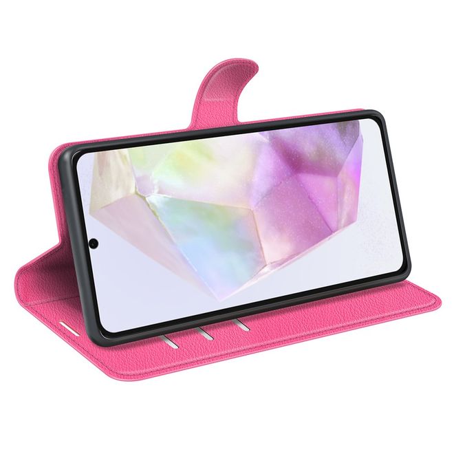 Samsung Galaxy A36 5G Handy Hülle - Litchi Leder Bookcover Series - rosa