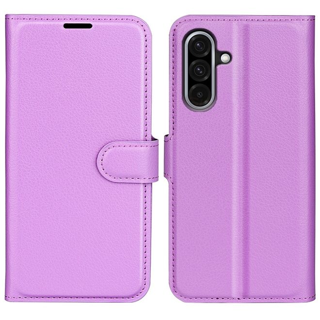 Samsung Galaxy A36 5G Handy Hülle - Litchi Leder Bookcover Series - purpur