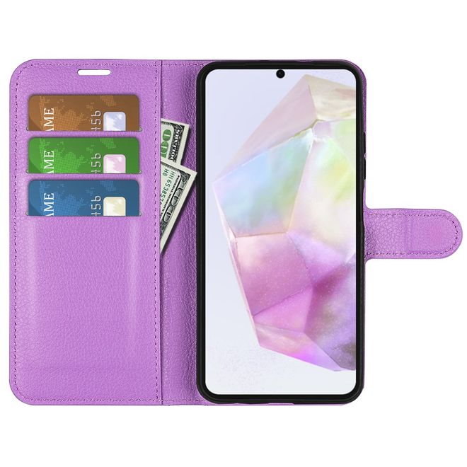 Samsung Galaxy A36 5G Handy Hülle - Litchi Leder Bookcover Series - purpur