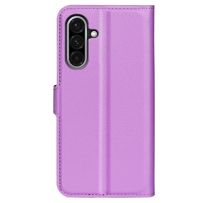 Samsung Galaxy A36 5G Handy Hülle - Litchi Leder Bookcover Series - purpur