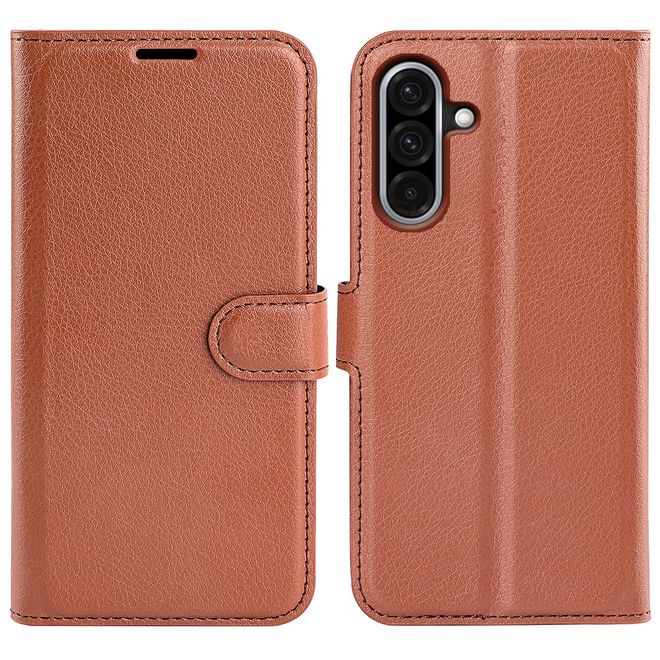 Samsung Galaxy A36 5G Handy Hülle - Litchi Leder Bookcover Series - braun