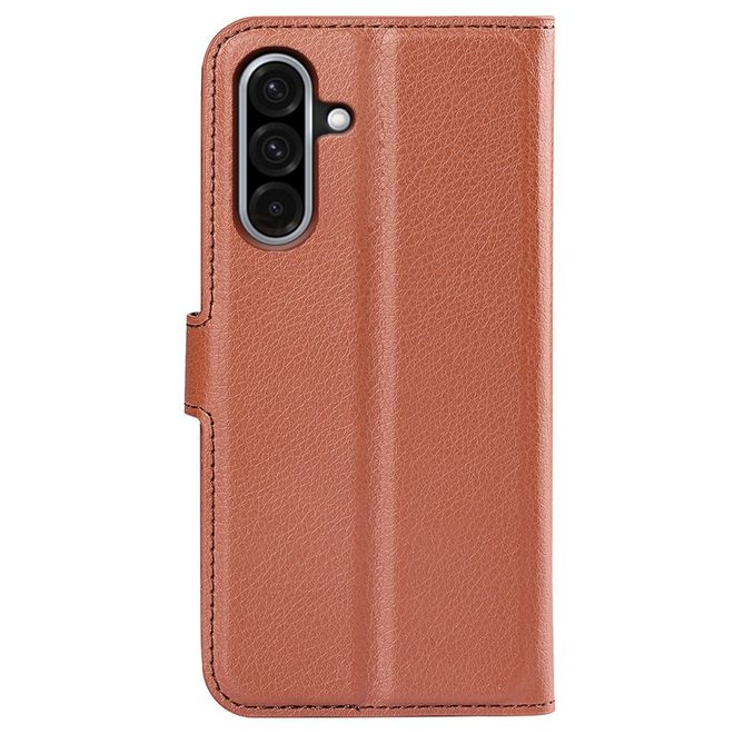 Samsung Galaxy A36 5G Handy Hülle - Litchi Leder Bookcover Series - braun