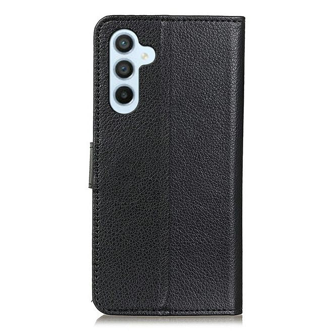 Samsung Galaxy A56 5G Handy Hülle - Litchi Leder Bookcover Series - schwarz