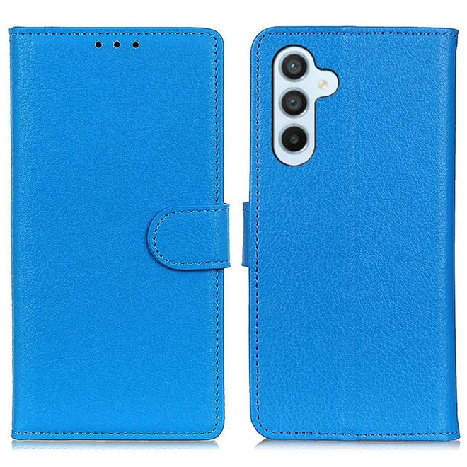 Samsung Galaxy A56 5G Handy Hülle - Litchi Leder Bookcover Series - blau