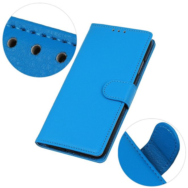 Samsung Galaxy A56 5G Handy Hülle - Litchi Leder Bookcover Series - blau