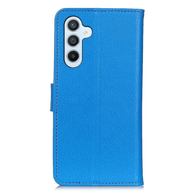 Samsung Galaxy A56 5G Handy Hülle - Litchi Leder Bookcover Series - blau