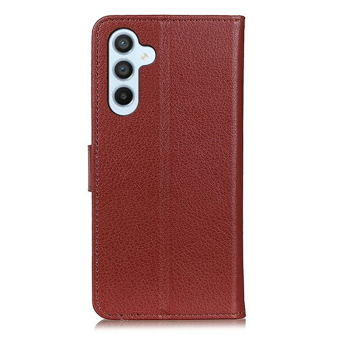 Samsung Galaxy A56 5G Handy Hülle - Litchi Leder Bookcover Series - braun