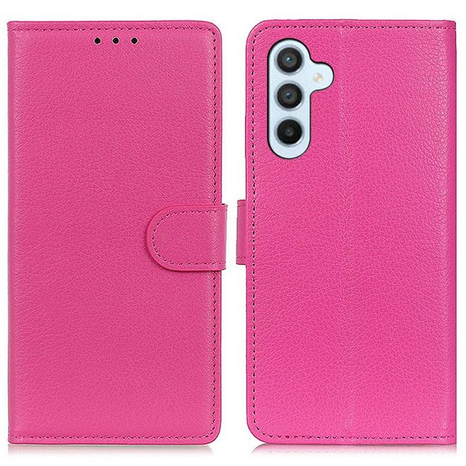 Samsung Galaxy A56 5G Handy Hülle - Litchi Leder Bookcover Series - rosa