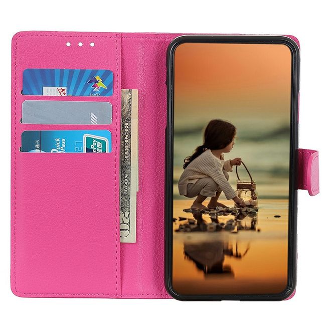 Samsung Galaxy A56 5G Handy Hülle - Litchi Leder Bookcover Series - rosa