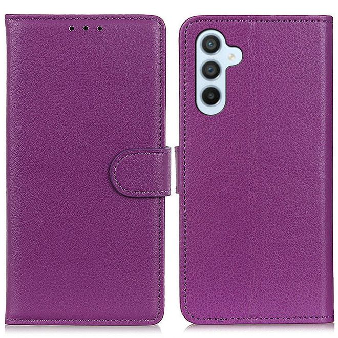 Samsung Galaxy A56 5G Handy Hülle - Litchi Leder Bookcover Series - purpur