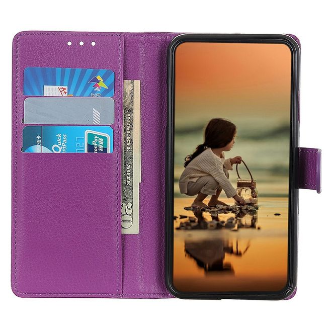 Samsung Galaxy A56 5G Handy Hülle - Litchi Leder Bookcover Series - purpur
