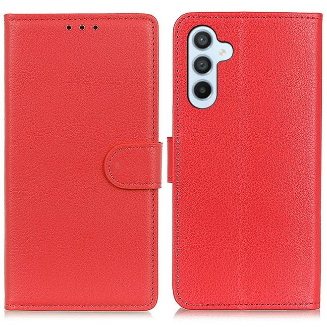 Samsung Galaxy A56 5G Handy Hülle - Litchi Leder Bookcover Series - rot